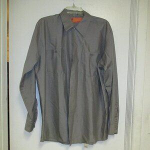 Long Sleeve “Set Press” Men’s Large Dark Grey  Buttoned Down Collared Work Shirt